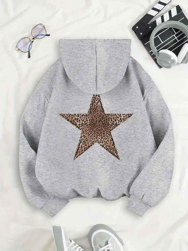 Miranda | Relaxed Hoodie With Leopard Star Print