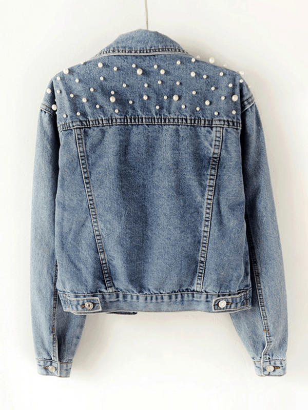 Hollis | Pearl-Embellished Denim Jacket
