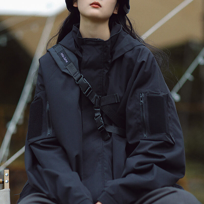 Olive | Oversized Hooded Jacket With Zip Pockets