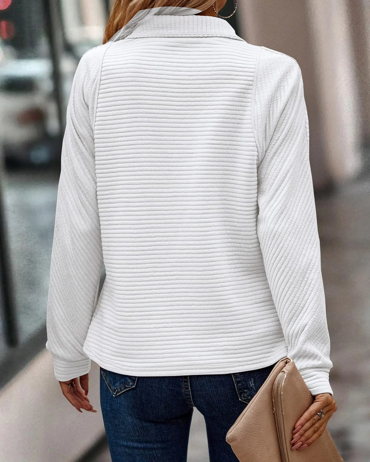 Oona | Cotton-Blend Half-Zip Sweater With Collar