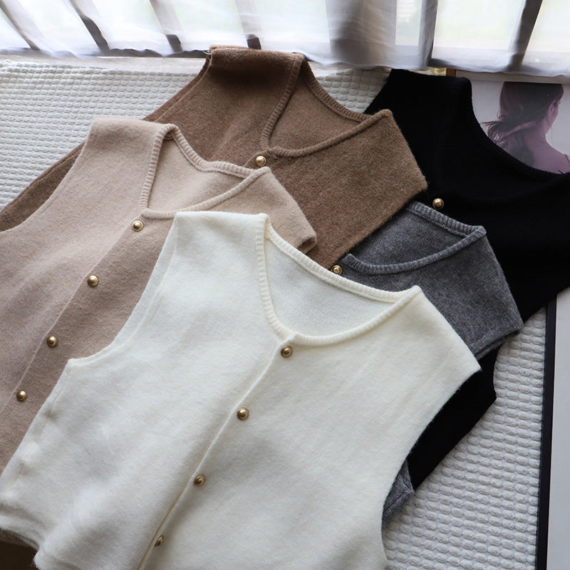 Adaira | Knit Sweater Vest With Button Front