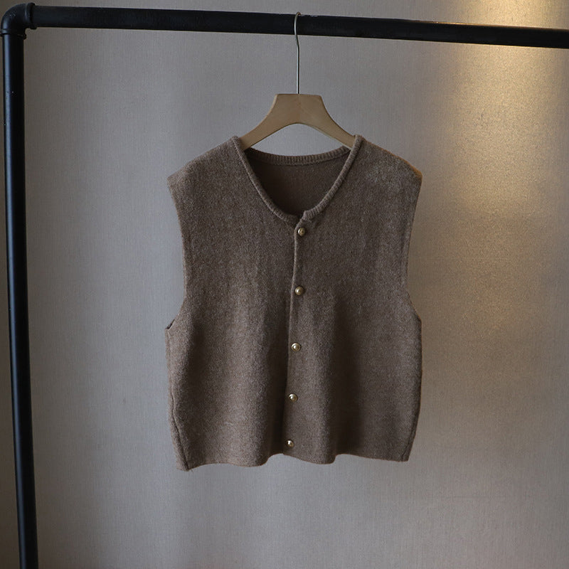 Adaira | Knit Sweater Vest With Button Front