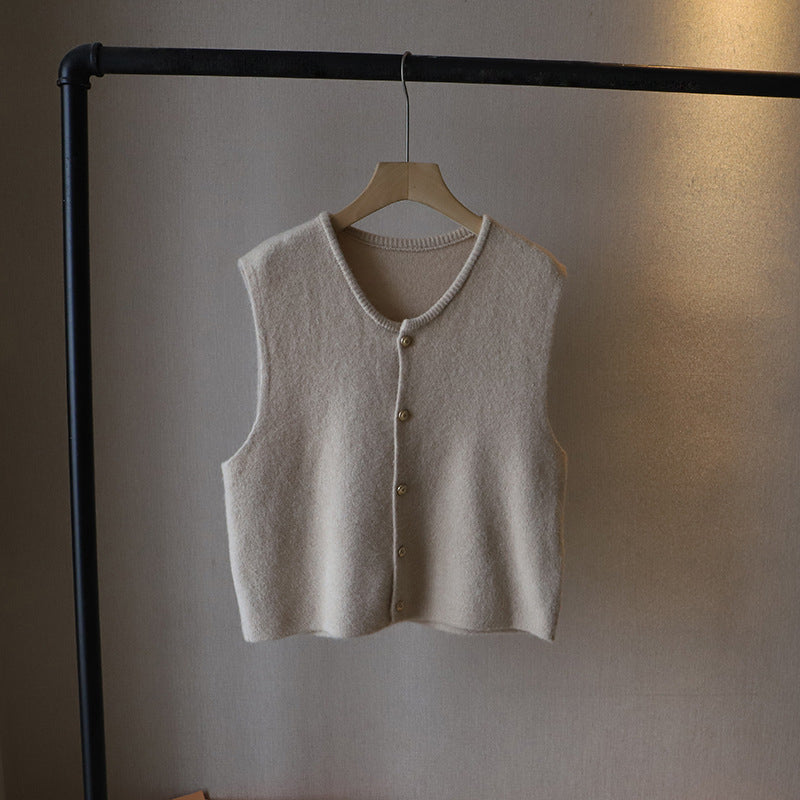 Adaira | Knit Sweater Vest With Button Front