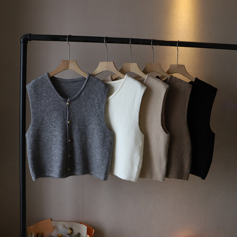 Adaira | Knit Sweater Vest With Button Front