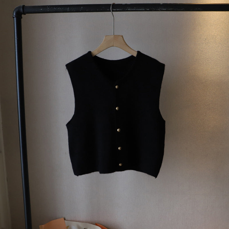 Adaira | Knit Sweater Vest With Button Front