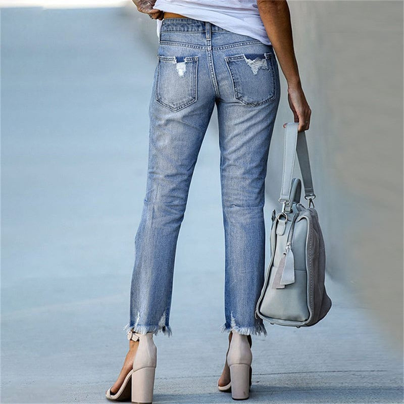 Ellie | Distressed Straight-Leg Ripped Jeans