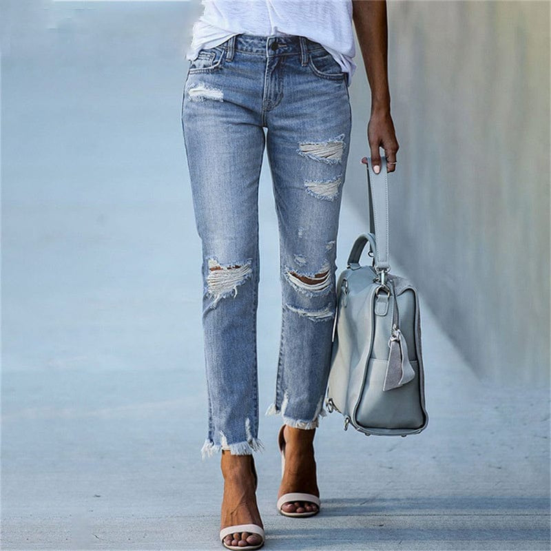 Ellie | Distressed Straight-Leg Ripped Jeans