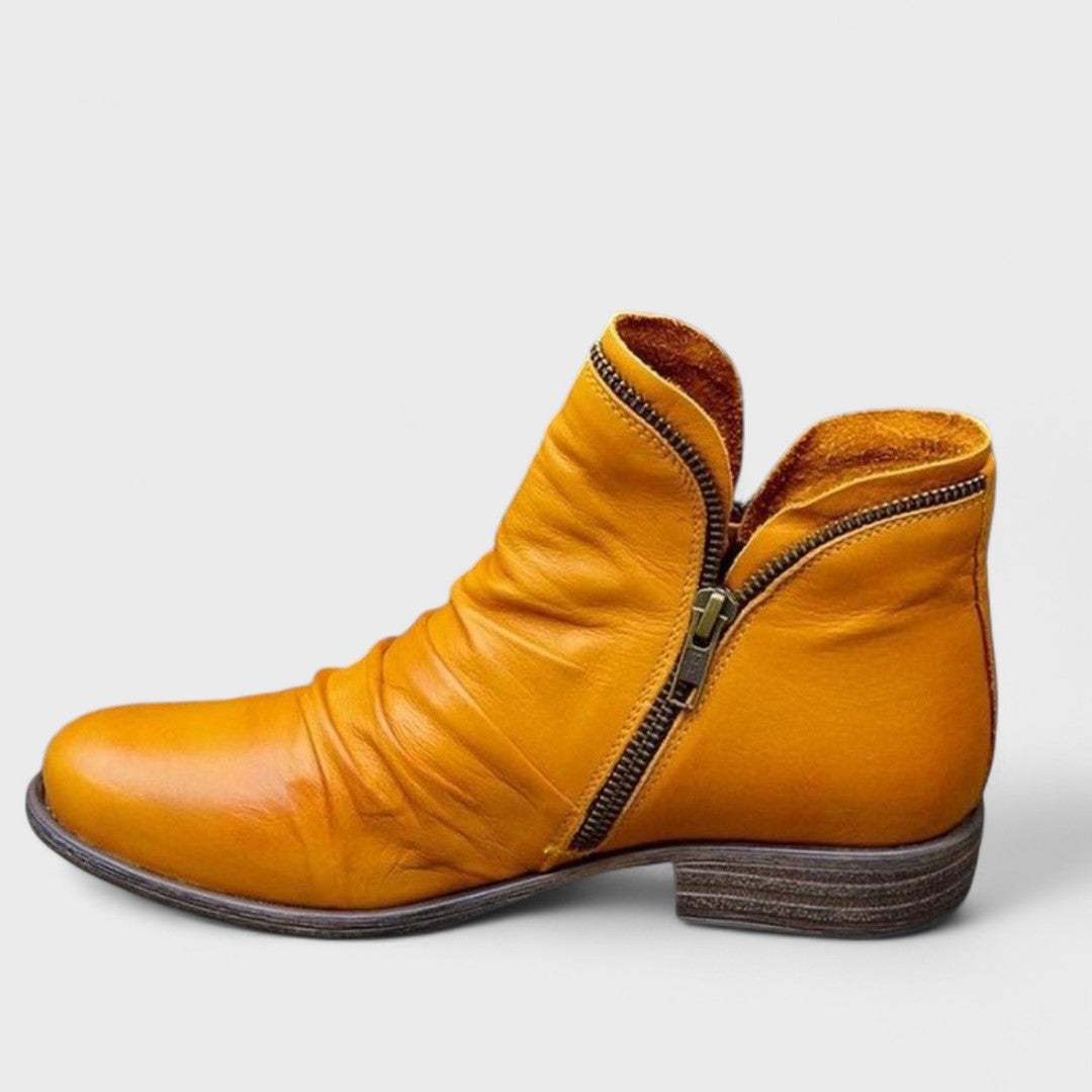 Agatha | Ruched Ankle Boots With Side Zip