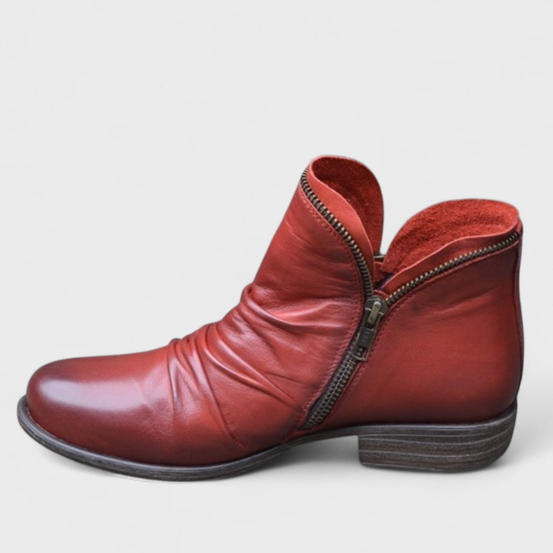 Agatha | Ruched Ankle Boots With Side Zip