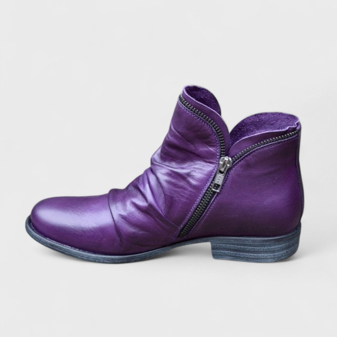 Agatha | Ruched Ankle Boots With Side Zip