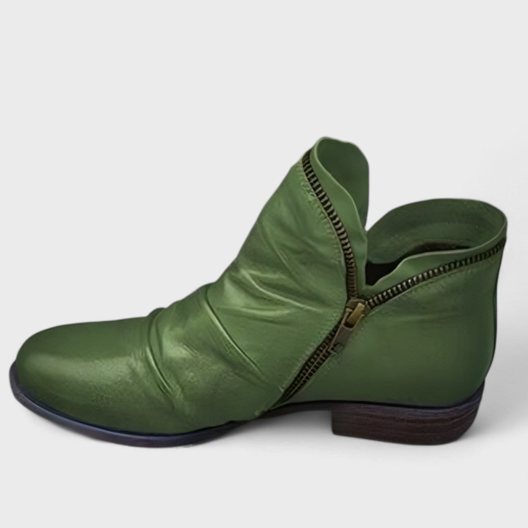 Agatha | Ruched Ankle Boots With Side Zip