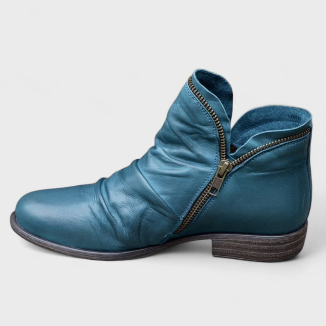 Agatha | Ruched Ankle Boots With Side Zip
