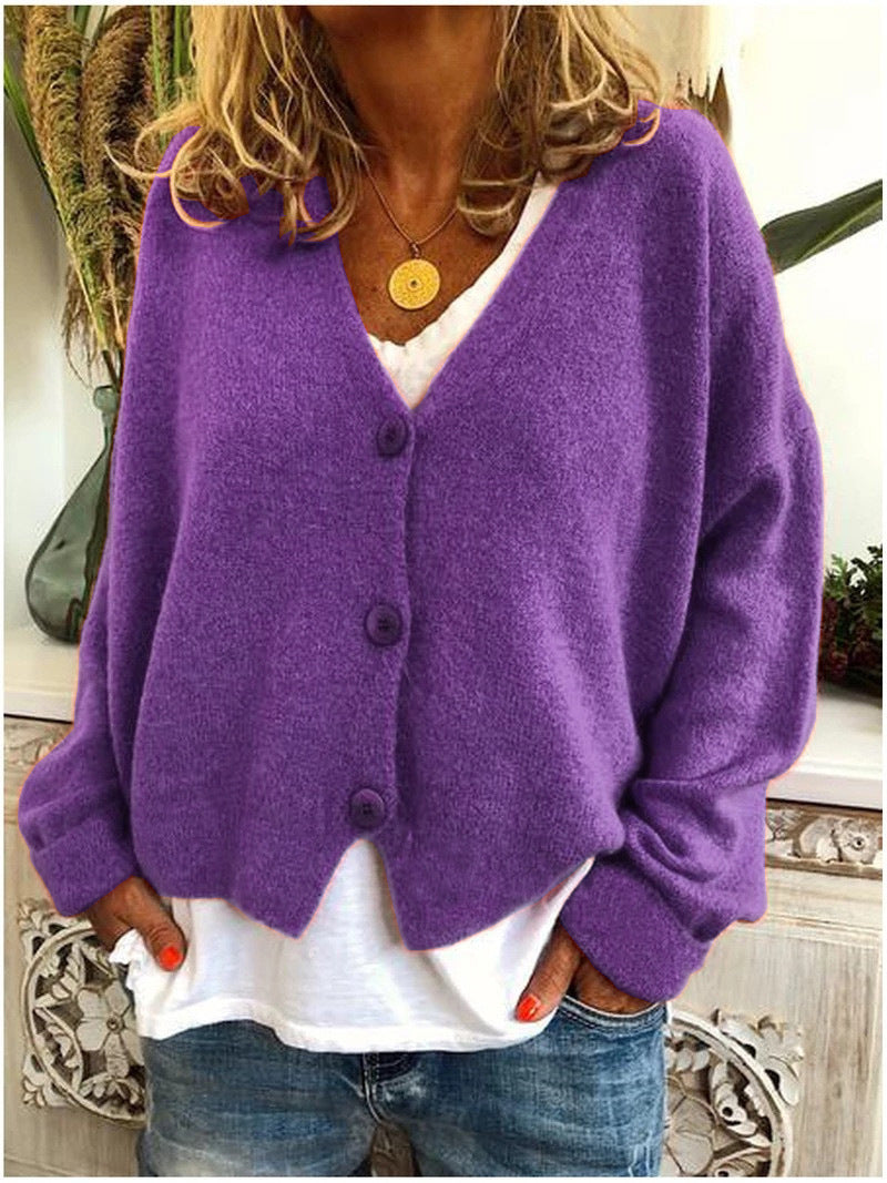 Gwen | Relaxed V-Neck Cardigan With Buttons