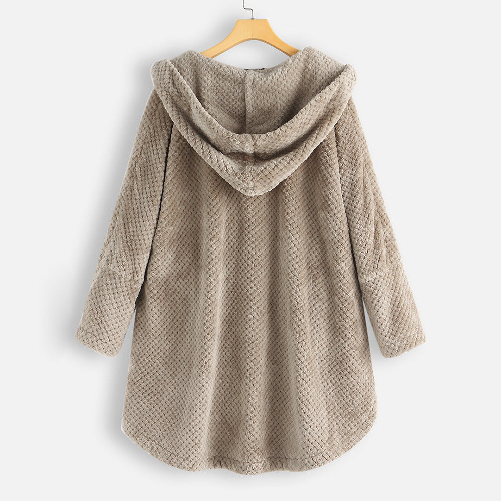 Arielle | Cozy Hooded Coat With Button Front