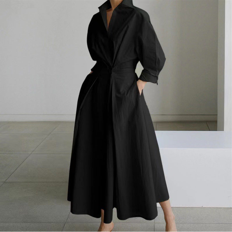 Maria | Collared Maxi Dress With Front Wrap