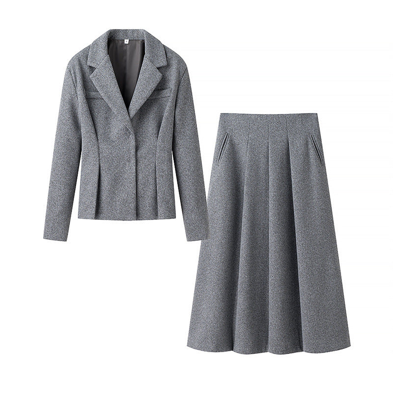 Romy | Blazer And Pleated A-Line Midi Skirt Set