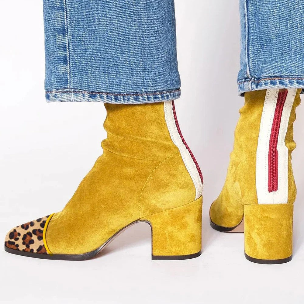 Cordelia — Square-Toe Block Heel Ankle Boots