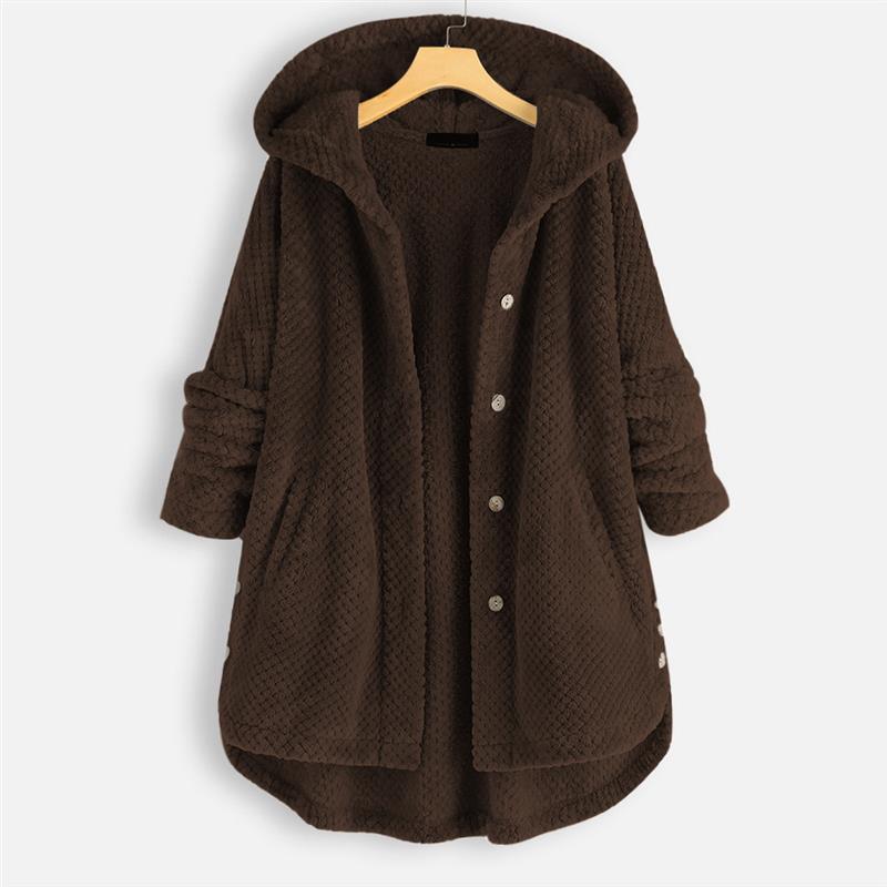 Arielle | Cozy Hooded Coat With Button Front