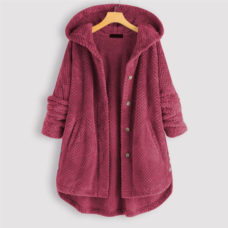 Arielle | Cozy Hooded Coat With Button Front