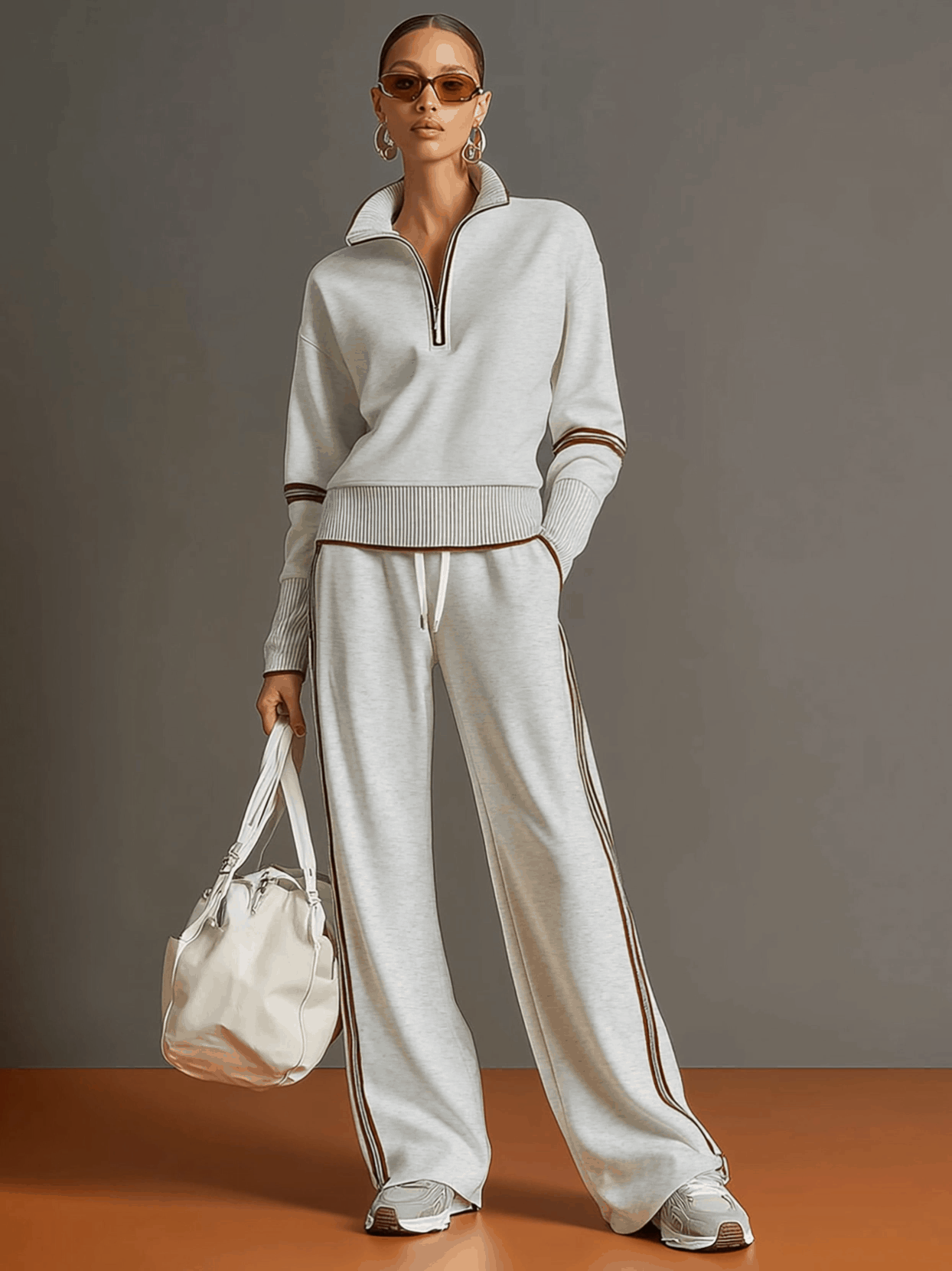 Alma | Half-Zip Top And Wide-Leg Pants Set
