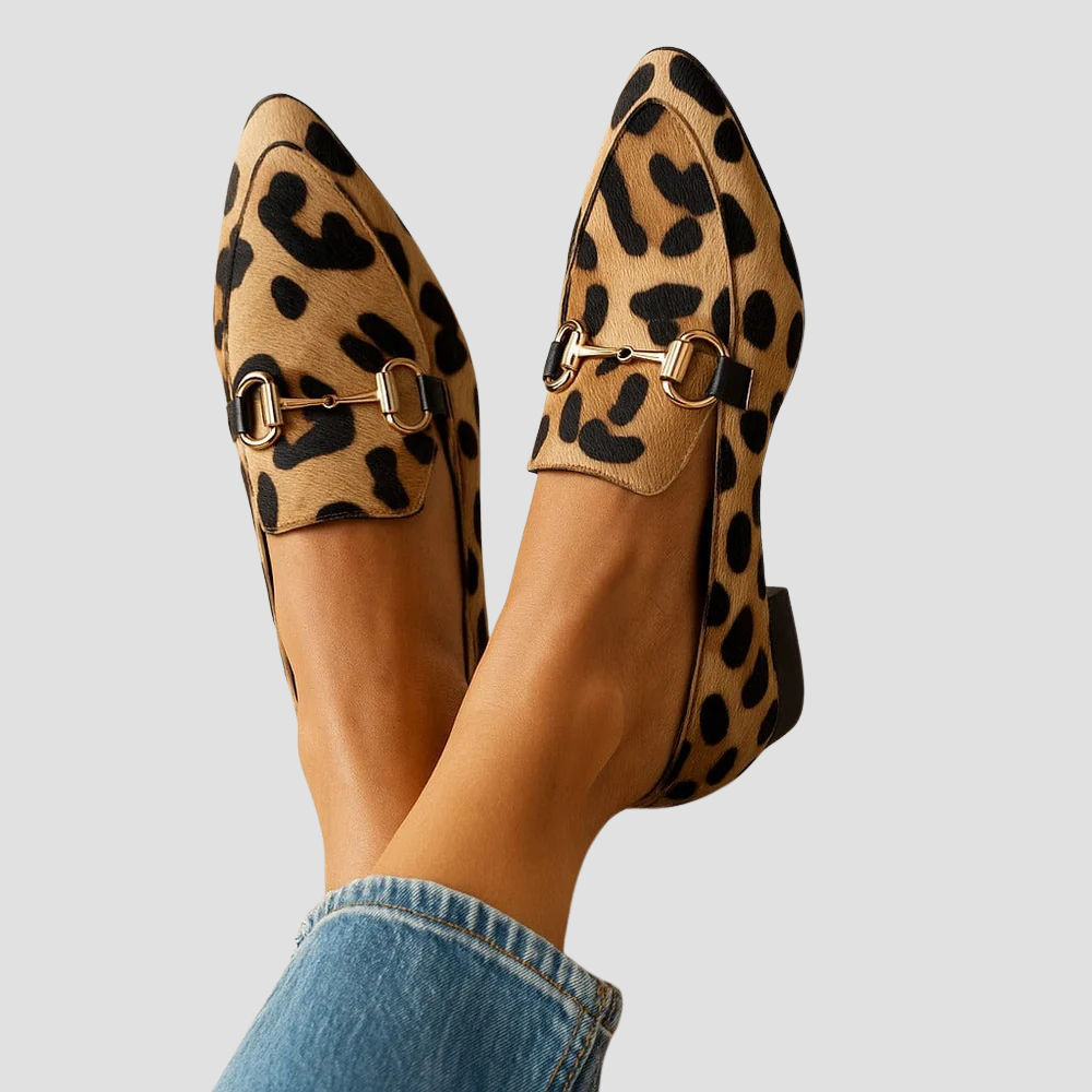 Clementine | Leopard Print Loafers With Gold-Tone Bit