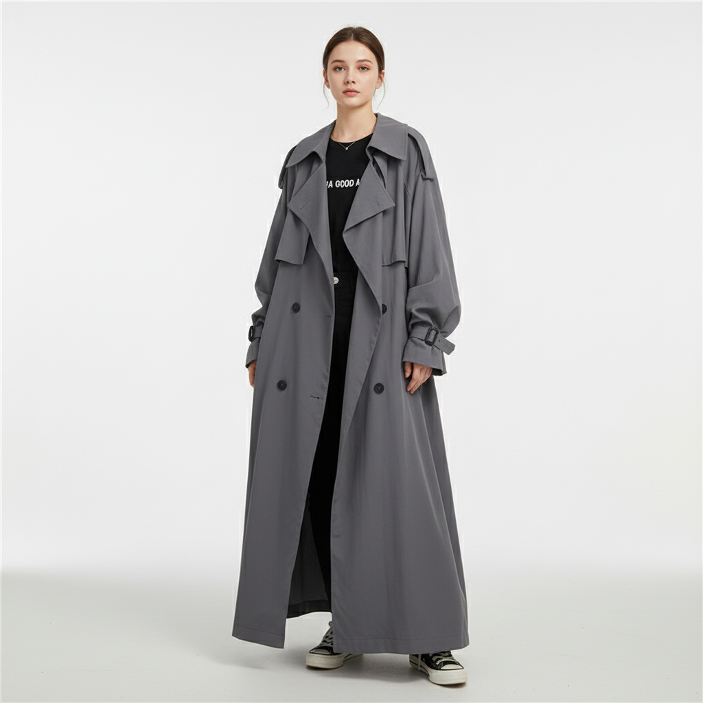 Elizabeth | Oversized Long Double-Breasted Trench Coat