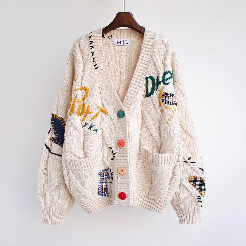 Merritt | Patchwork Cardigan With Colorful Buttons