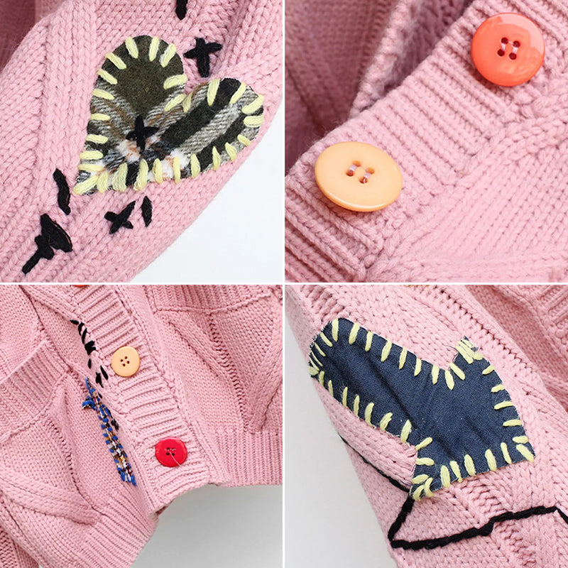 Merritt | Patchwork Cardigan With Colorful Buttons