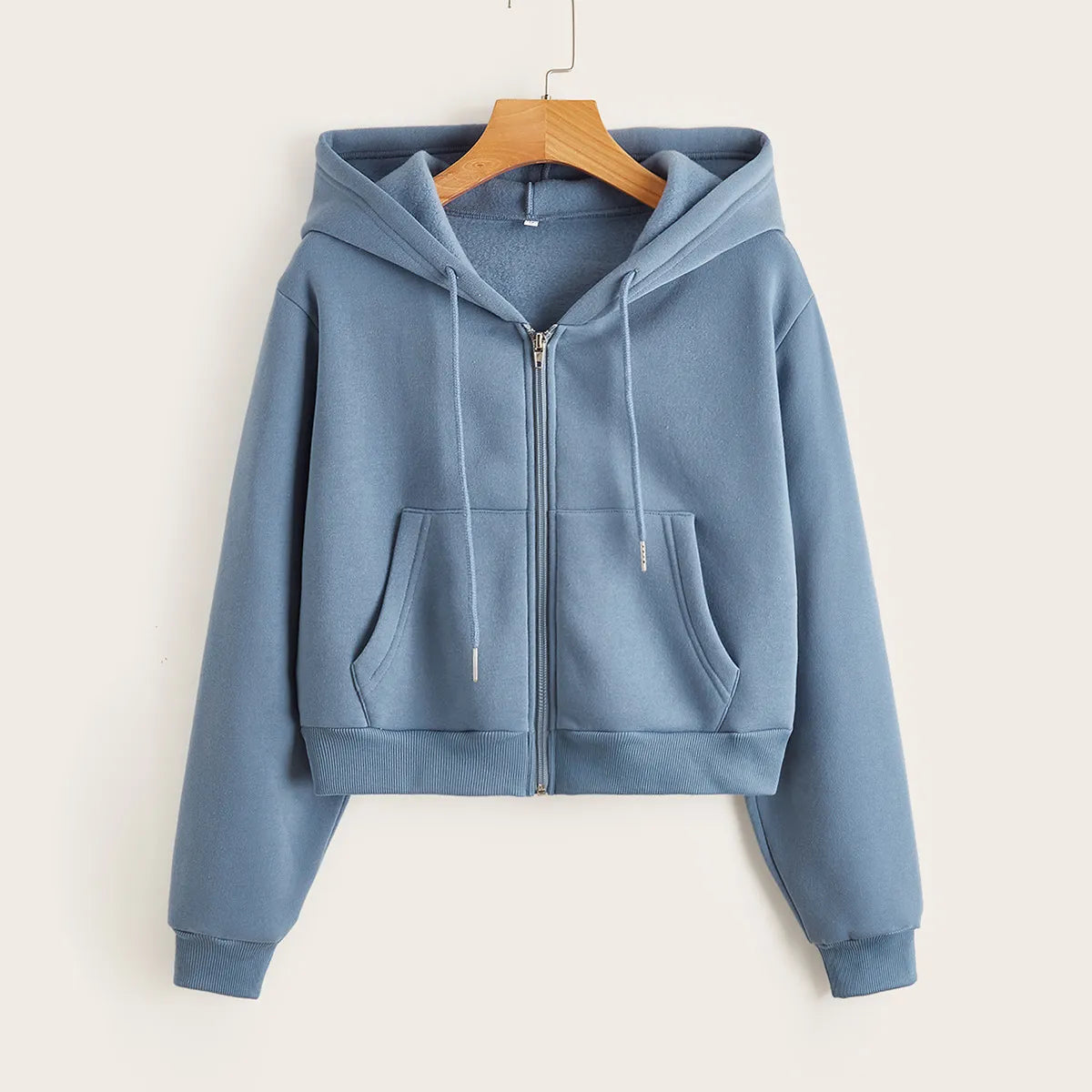 Carlotta | Cropped Zip-Up Hoodie With Drawstring Hood