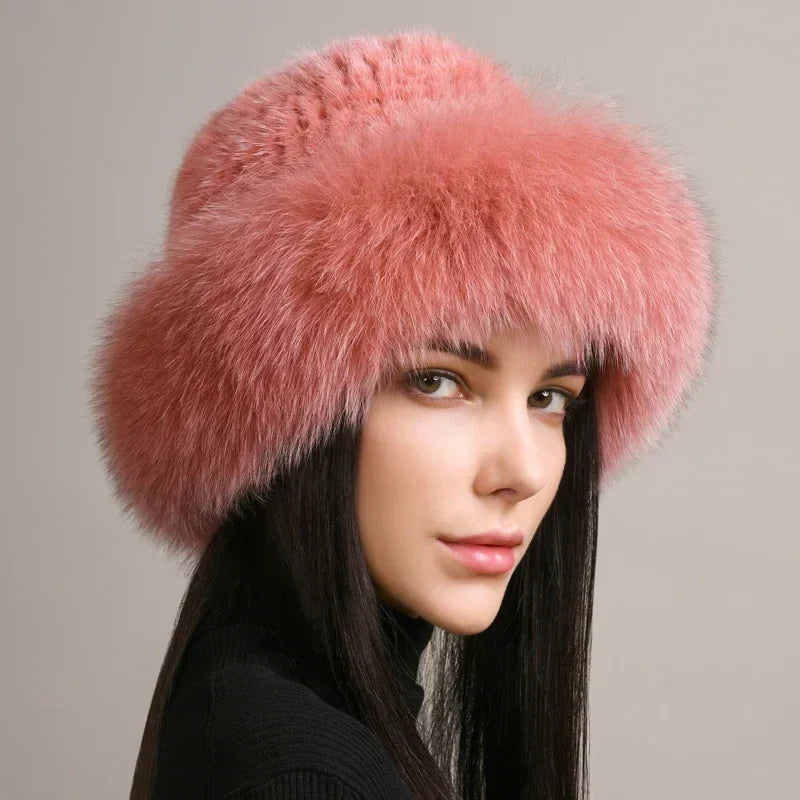 Isadora | Knitted Faux Fur Hat With Full Brim