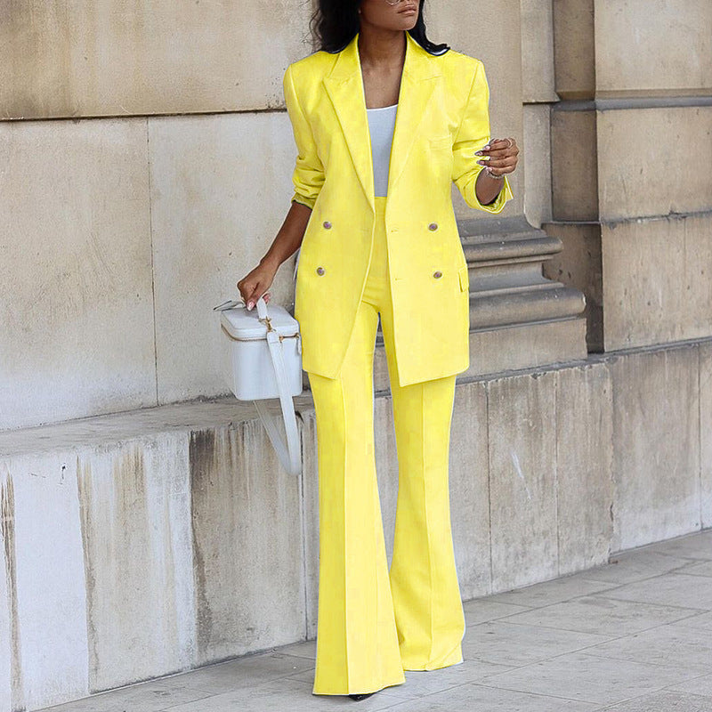 Hattie | Double-Breasted Blazer And Flare Pants Set