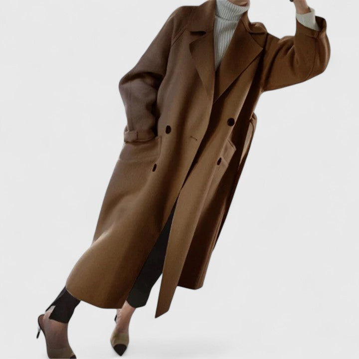 Delia | Long Belted Coat With Wide Lapels