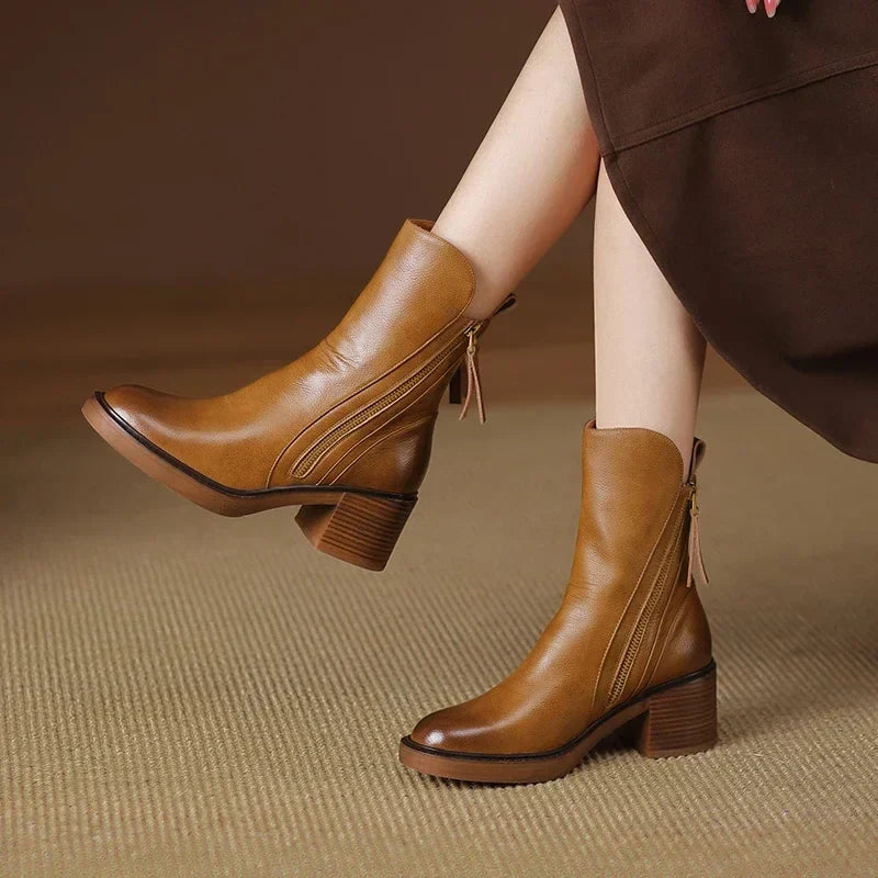 Halloway — Zip-Up Block Heel Ankle Boots