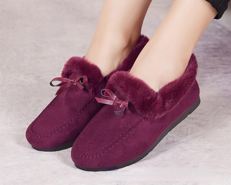 Jasmine | Plush-Lined Moccasin Slippers With Bow