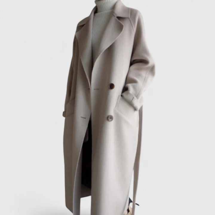 Delia | Long Belted Coat With Wide Lapels