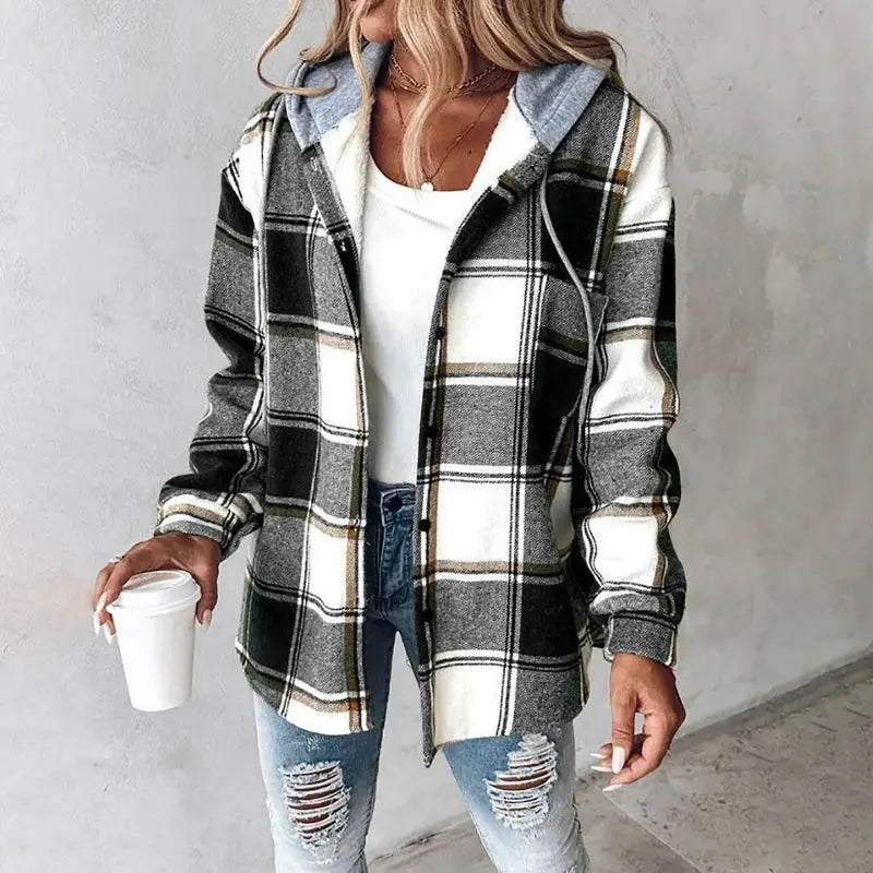 Audra | Plaid Shirt Jacket With Hood