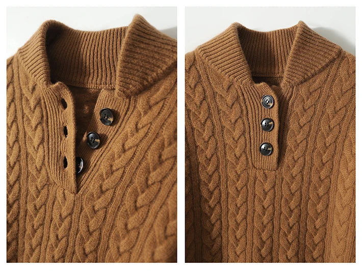 Rosa | Cable Knit Sweater With Button Placket