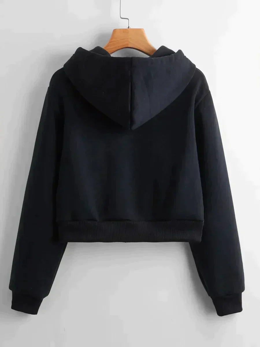 Carlotta | Cropped Zip-Up Hoodie With Drawstring Hood