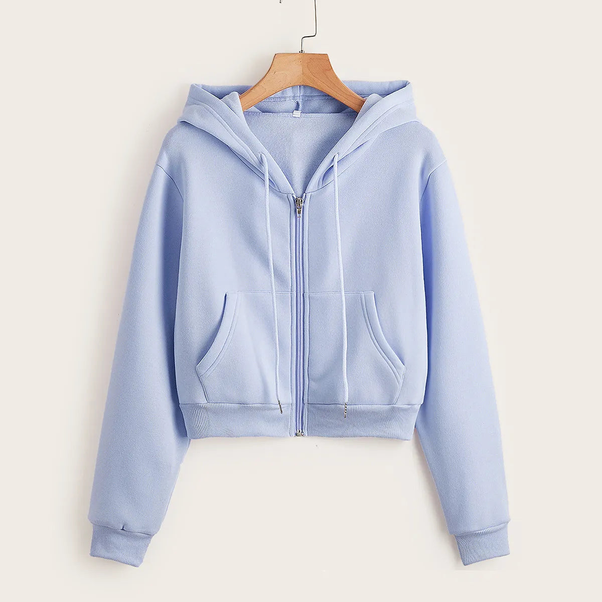Carlotta | Cropped Zip-Up Hoodie With Drawstring Hood