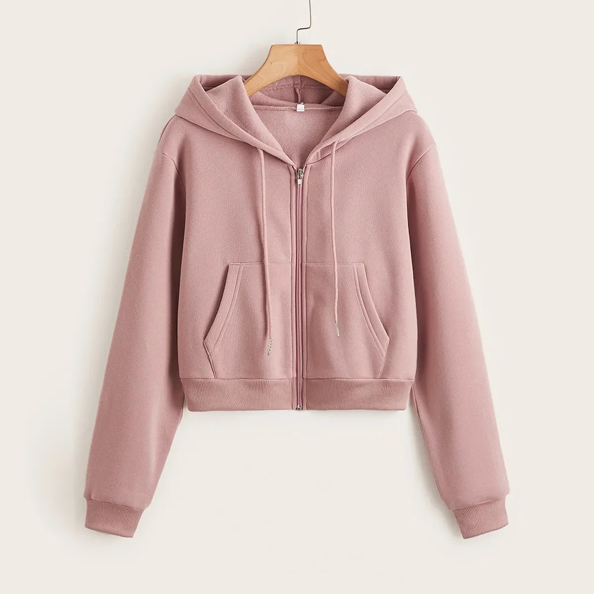 Carlotta | Cropped Zip-Up Hoodie With Drawstring Hood