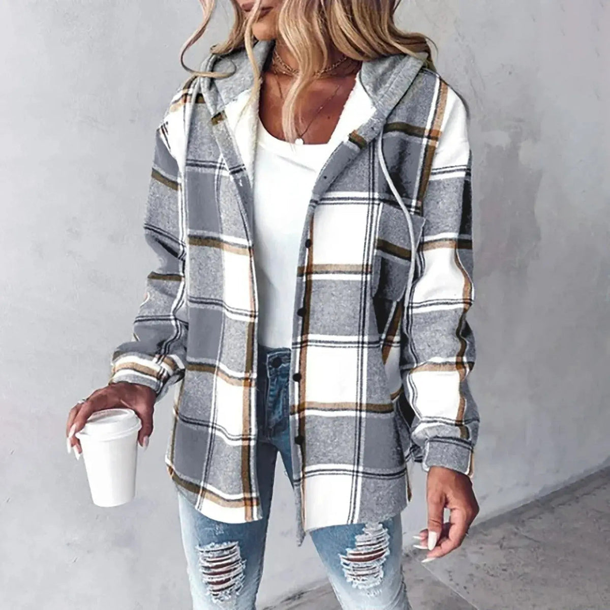Audra | Plaid Shirt Jacket With Hood