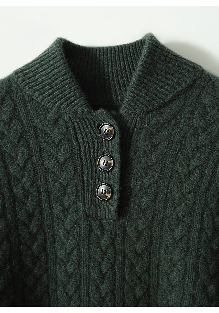 Rosa | Cable Knit Sweater With Button Placket
