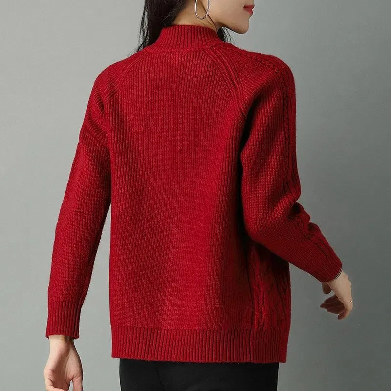 Nola | Cable-Knit Zip Cardigan With High Collar