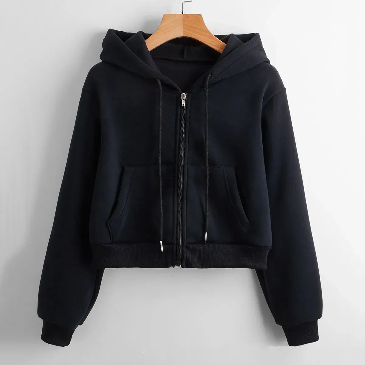 Carlotta | Cropped Zip-Up Hoodie With Drawstring Hood