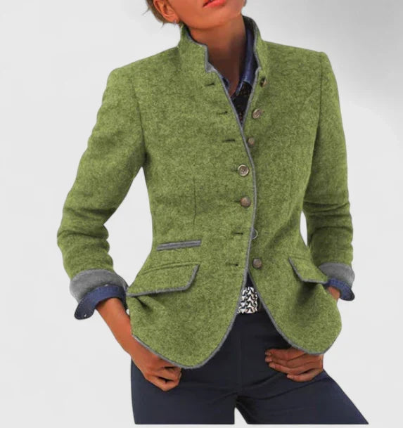 Marion | Stand Collar Jacket With Contrast Trim