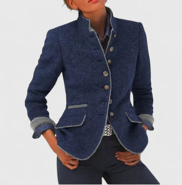 Marion | Stand Collar Jacket With Contrast Trim