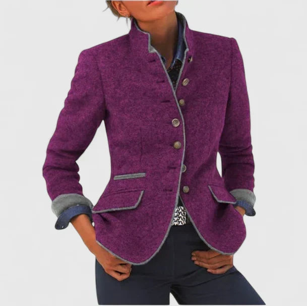 Marion | Stand Collar Jacket With Contrast Trim