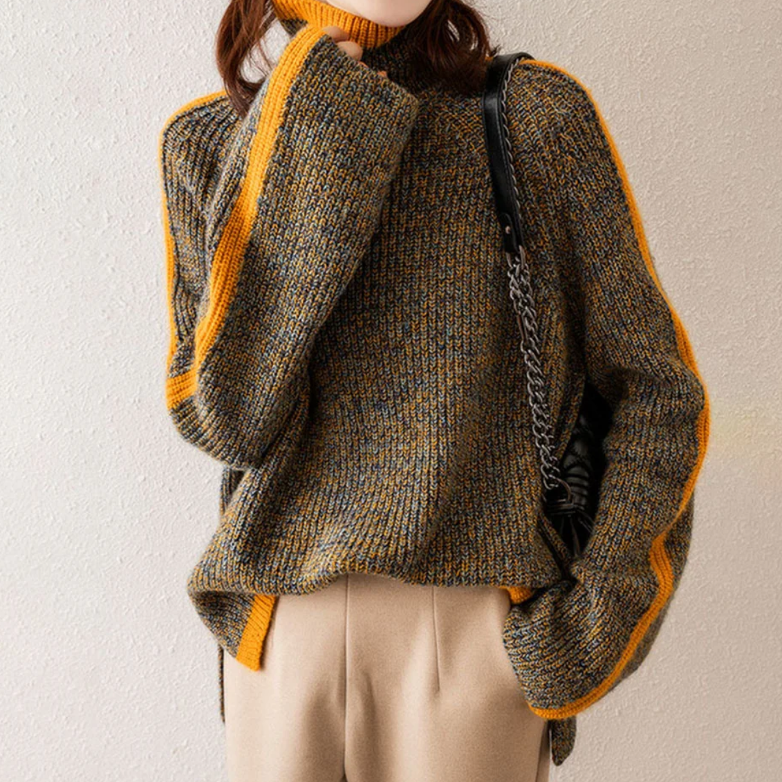 Honor | Wool-Blend Turtleneck Sweater With Contrast Trim