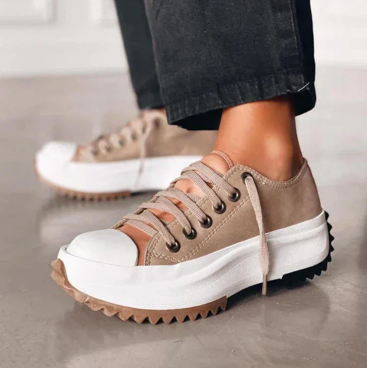 Viola | Canvas Platform Sneakers With Lace-Up Front