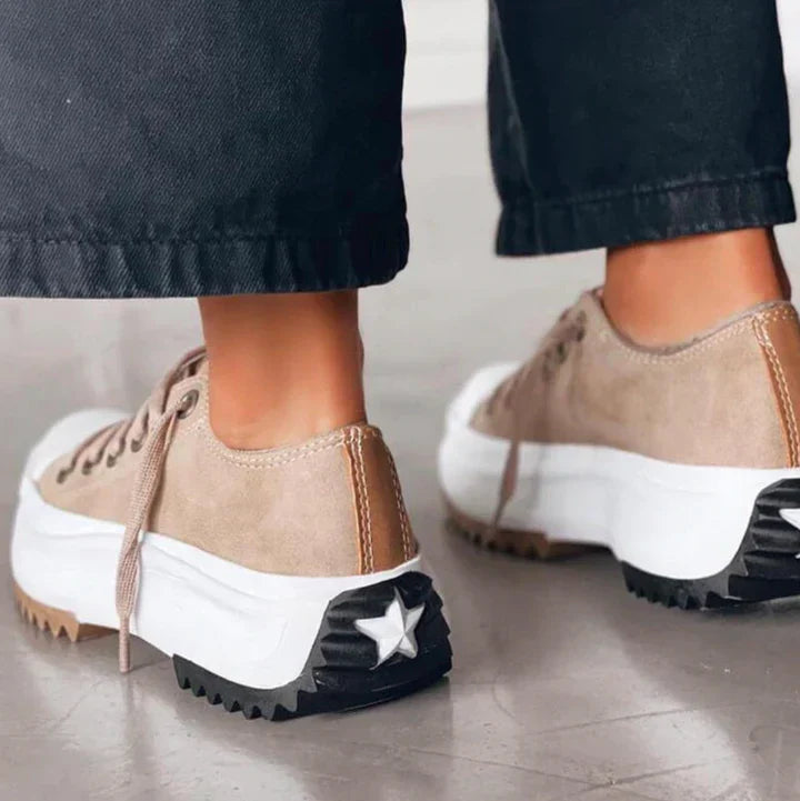 Viola | Canvas Platform Sneakers With Lace-Up Front
